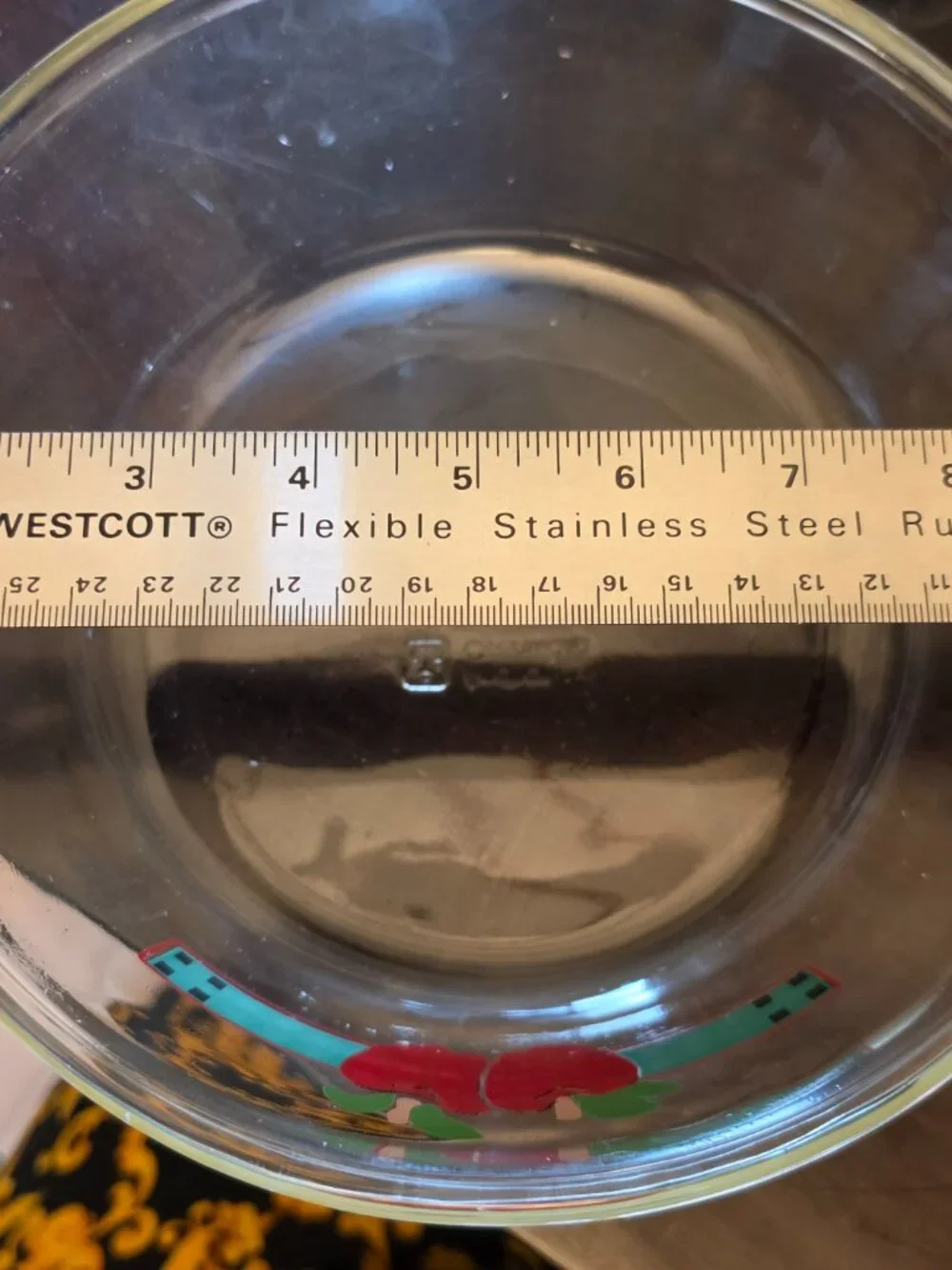 Vintage Anchor Ovenware Casserole Dish #1037 Clear With Buffalo Plaid Apples
